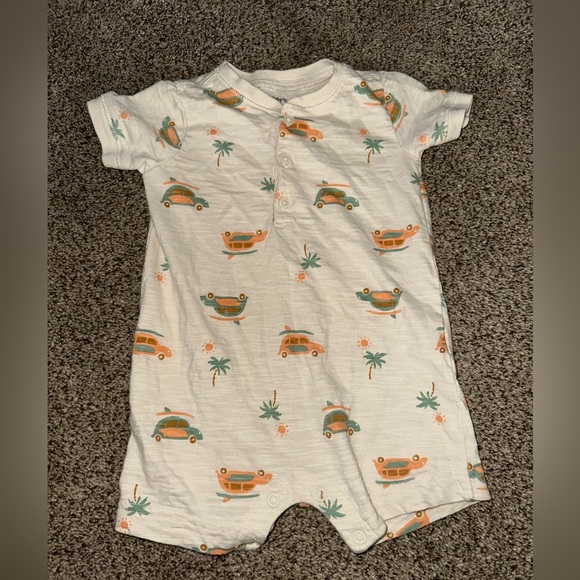 Baby One Piece with Car and Palm Tree Print - Picture 1 of 2